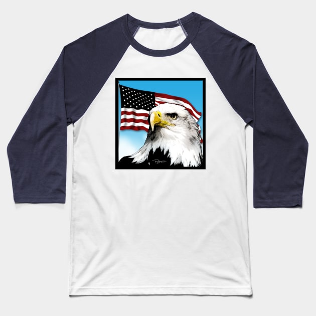 Patriotic Eagle Baseball T-Shirt by i4ni Studio